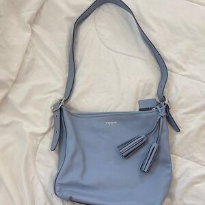 Coach Light Blue Shoulder Bag with Tassels
